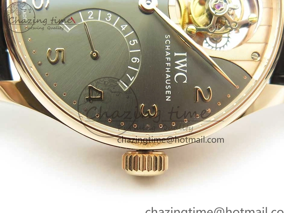 MIROTIME 0116 Portuguese Tourbillon IW5046 RG ZF Best Edition Gray Dial on Black Leather Strap SmoothTexture 7142